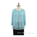 Ladies Blouse 3/4 sleeve Lace Trims